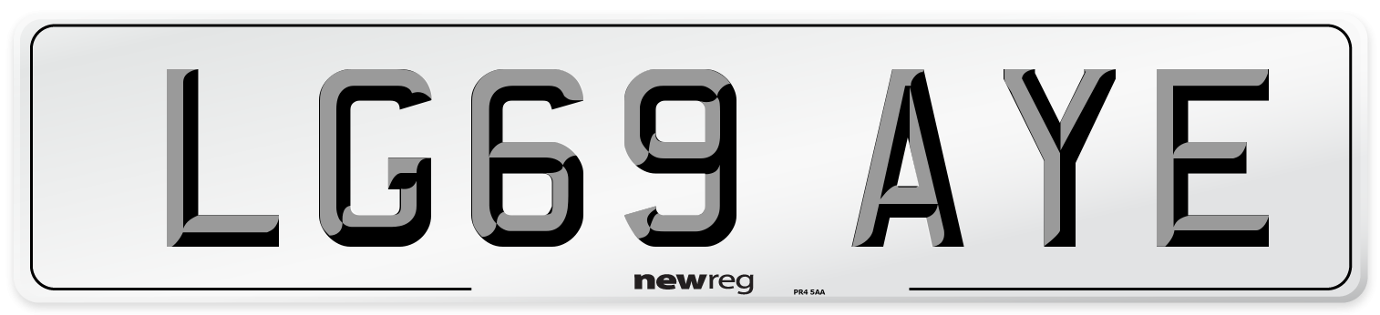 LG69 AYE Number Plate from New Reg